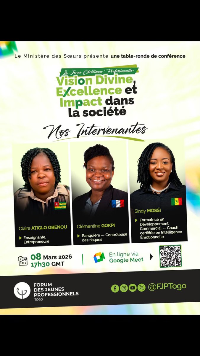 FJPTogo's tweet photo. Chaque femme, dans chaque génération, est suscitée pour répondre à un besoin de sa communauté et porter la gloire de Dieu.

Certaines enseignent.
D’autres entreprennent.
Certaines évoluent dans la finance, le coaching ou le leadership.
1/5 https://t.co/RRSvbdxJrA