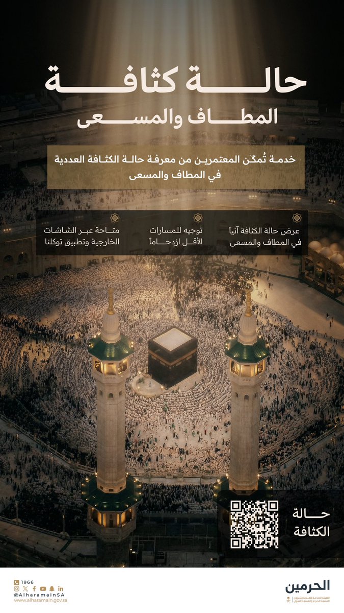 tfrabiah's tweet photo. حالة كثافة المطاف والمسعى 🕋

Density Status Mataf and Mas'a 🕋

https://t.co/nXDLSyMCnv

#مكة_والمدينة_في_انتظاركم_بشوق

#Makkah_and_Madinah_Eagerly_Await_You https://t.co/T2BAjn9MmZ