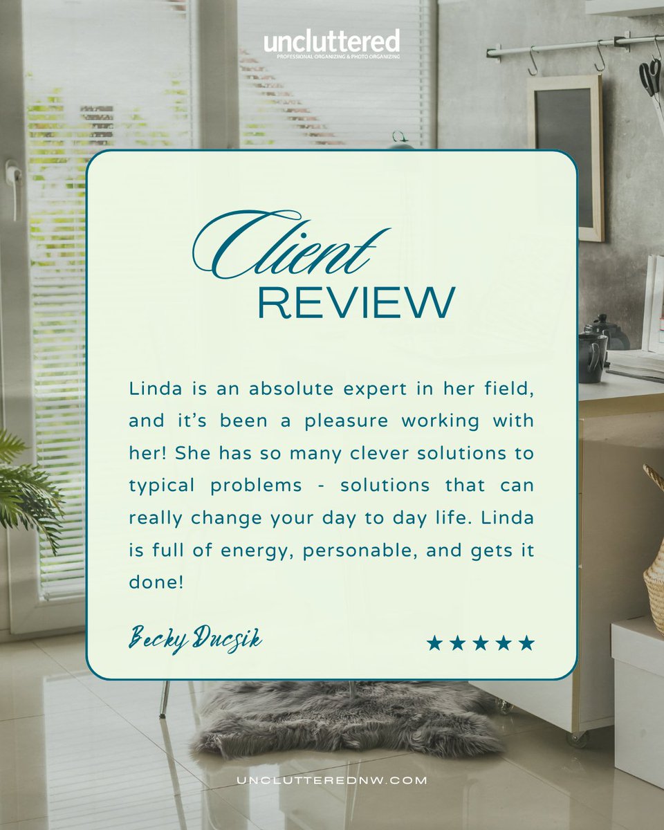 unclutterednw's tweet photo. Becky, thank you so much for the kind words! We’re so happy Linda’s creative solutions and energy have made a difference for you. Cheers to living a little more uncluttered every day! 🧡✨
.
.
.
#clientlove #uncluttered #homeorganizer #professionalorganizer #homeorganizing https://t.co/jAy8NEDgKC