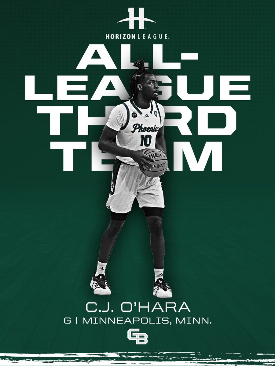 gbphoenixmbb's tweet photo. Horizon League All-League Awards 🏆

C.J. O’Hara - 𝘼𝙇𝙇-𝙇𝙀𝘼𝙂𝙐𝙀 𝙏𝙃𝙄𝙍𝘿 𝙏𝙀𝘼𝙈

#RiseWithUs | #HLMBB https://t.co/unxRPORhPj