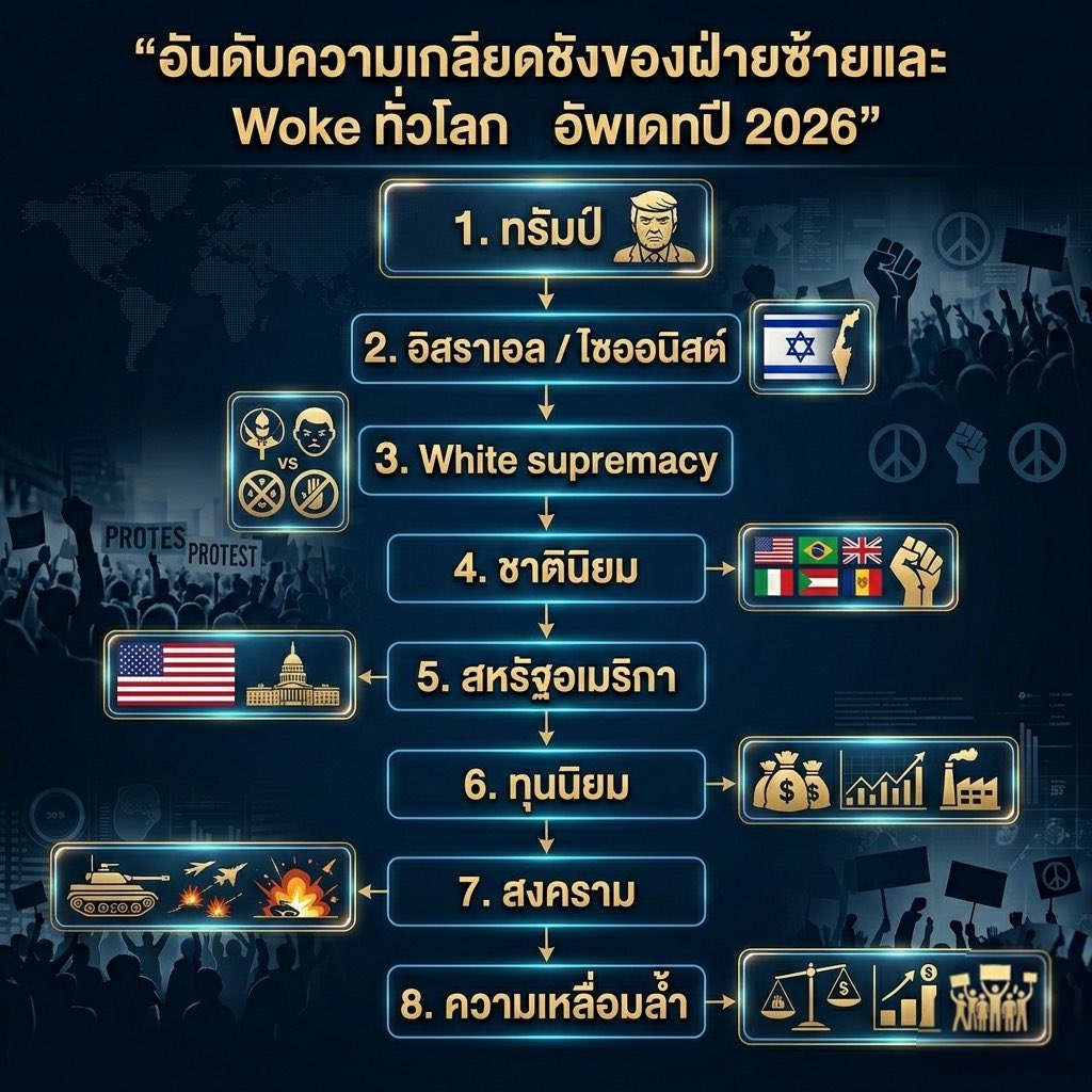 เป็นที่รู้กันดีว่า ฝ่ายซ้ายและ woke (ทั้งในอเมริกาและทั่วโลก) มีศัตรูร่วมกันอยู่ชุดหนึ่ง แต่ศัตรูของฝ่ายซ้ายไม่ได้มีลำดับความสำคัญเท่ากันทุกอย่าง เขามีลำดับความสำคัญคร่าวๆอยู่ในหัว แต่เราสามารถสังเกตุได้จากสิ่งที่พวกเขาพูดออกมา