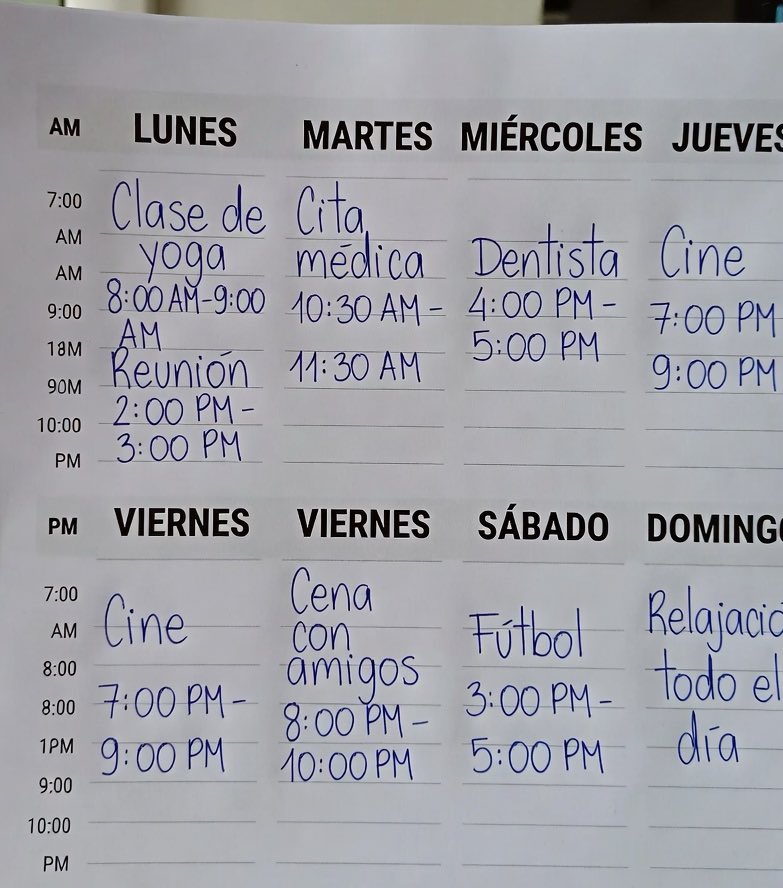 Usa <a href="/calendar/">Calendar</a> o cualquier otro calendario (<a href="/NotionHQ/">Notion</a>, <a href="/Zoho/">Zoho</a>, etc.) en lugar de algún tomador de notas como una agenda además de solo reuniones de trabajo.

Ayuda sobretodo a distribuir mejor las tareas en función del tiempo. 

Agradéceme después.