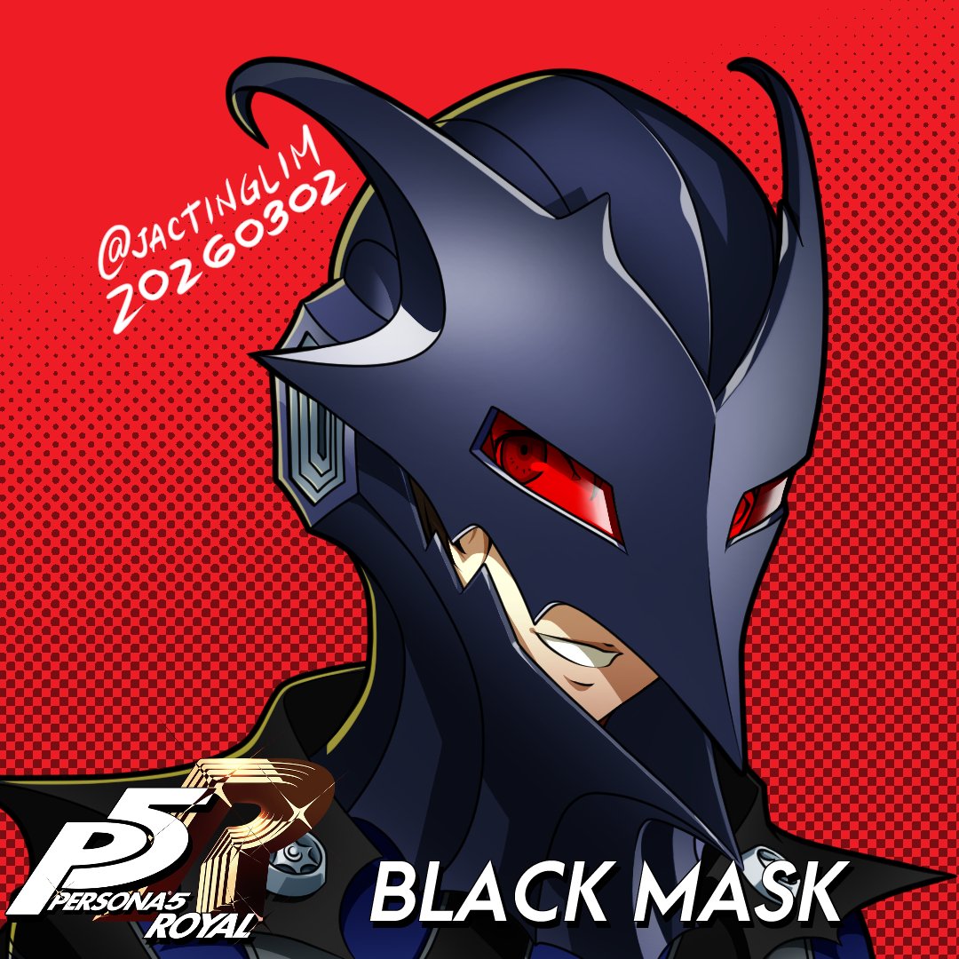 Next on my $7 headshots art commission #Persona5  series is Black Mask! Watch me stream #Persona5Strikers on my Twitch channel <a href="/evawally12/">EvaWally🤖🤖</a> Sundays 9pm PH time!