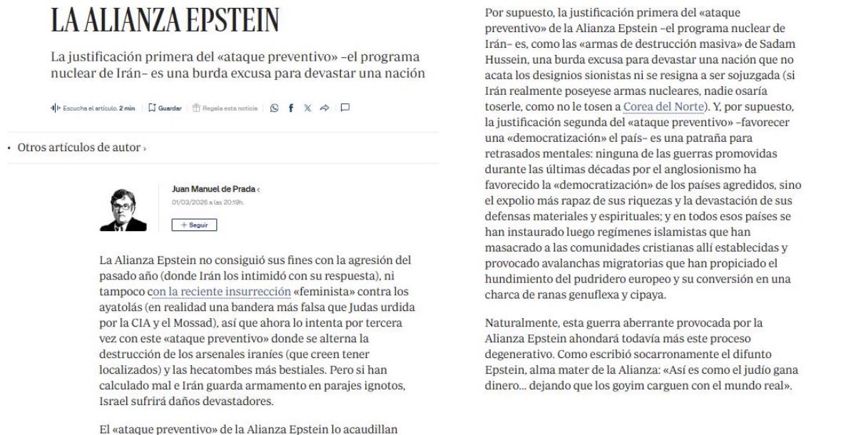 Me encanta cuando los antisemitas se quitan las caretas. 
Sin hacerse los buenos ni nada. A lo clásico. 
Así, odio y conspiranoia a palo seco!