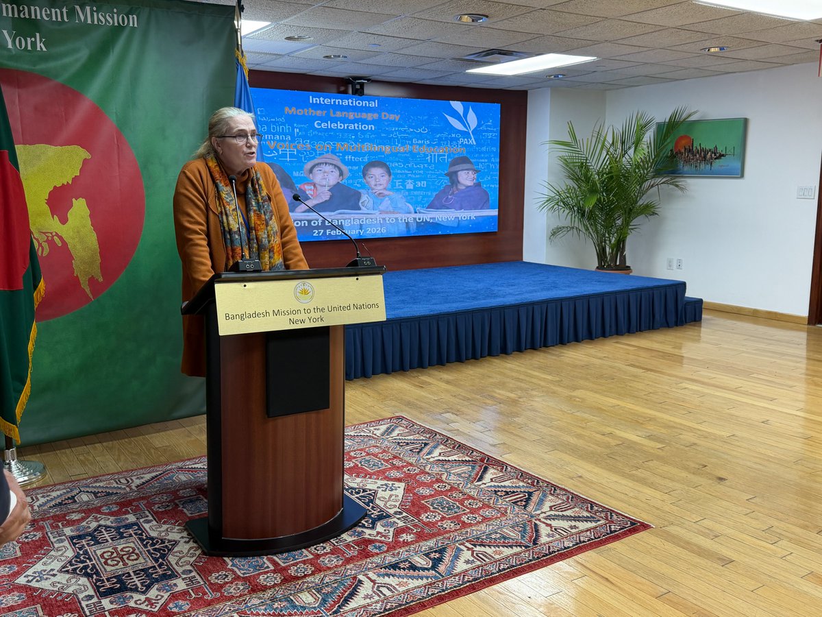 UNDGACM_FR's tweet image. 🇺🇳 Célébration de la Journée internationale de la #LangueMaternelle autour des « voix des jeunes et de l’éducation multilingue », organisée par la Mission du Bangladesh 🇧🇩.

Un représentant du DGACM est intervenu au nom du Coordonnateur de l’ONU pour le #Multilinguisme.
📸👇