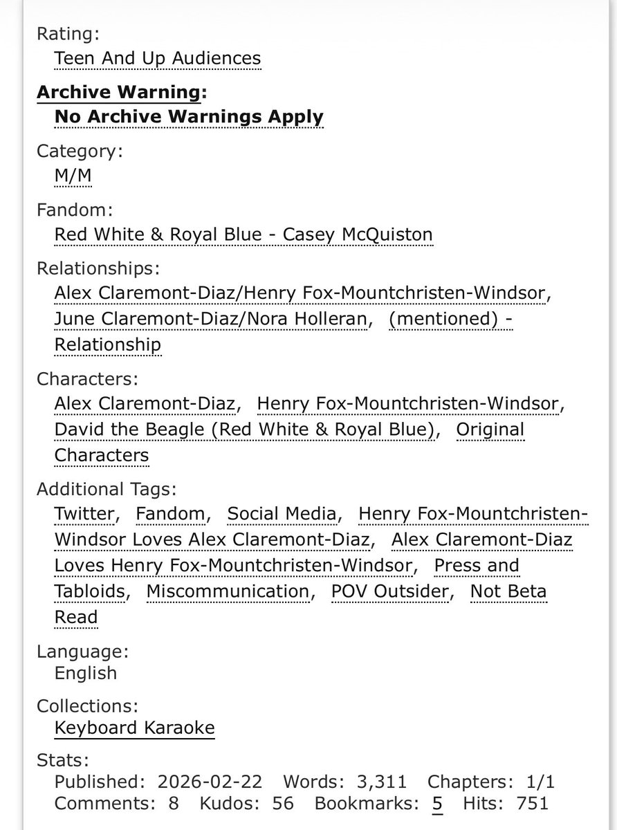 henryfoxalex's tweet photo. This fic was sooo good I loved it 
it’s called misclick by fandomhrts it’s a cute social media fic 
Everyone please go read this fic !!!! 
https://t.co/JxIamU1VZp https://t.co/hf9zFBpu0f