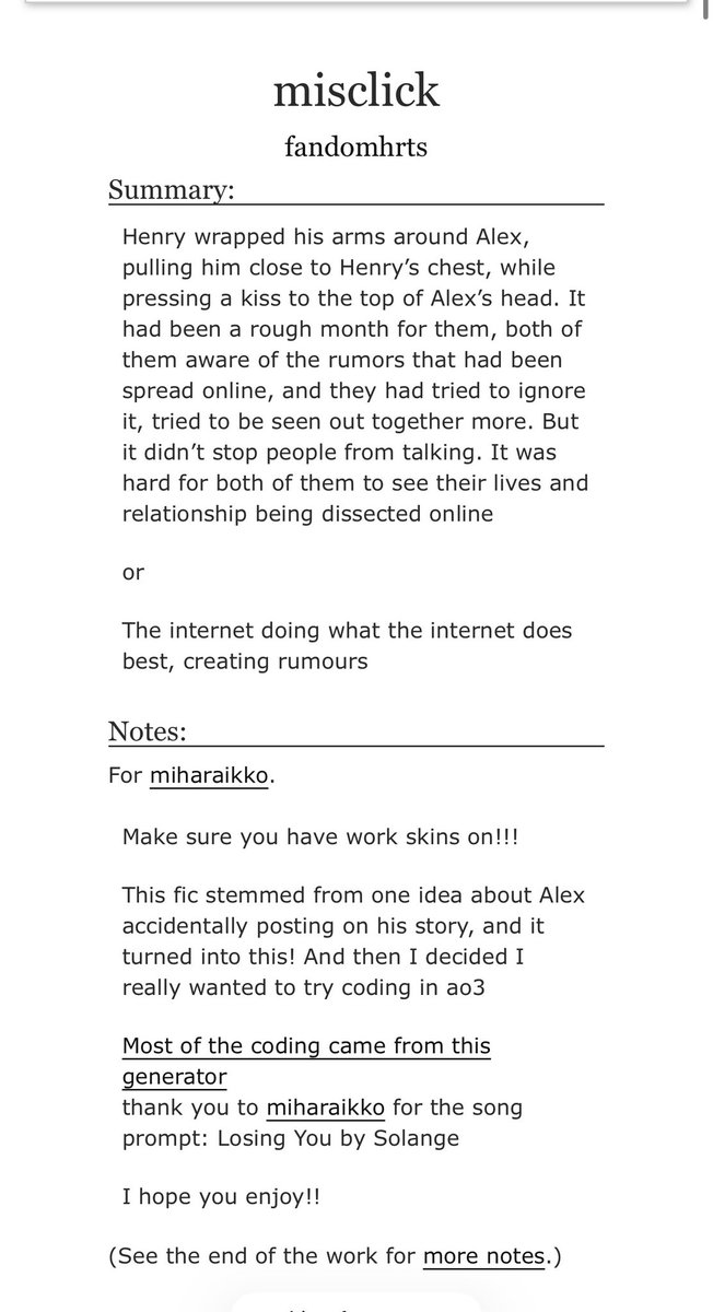 henryfoxalex's tweet photo. This fic was sooo good I loved it 
it’s called misclick by fandomhrts it’s a cute social media fic 
Everyone please go read this fic !!!! 
https://t.co/JxIamU1VZp https://t.co/hf9zFBpu0f