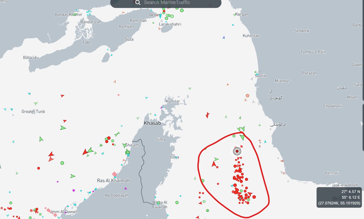 Is this grouping of crude tankers normal? Seems they are grouped here and are afraid to pass the straight...

Looks interesting.