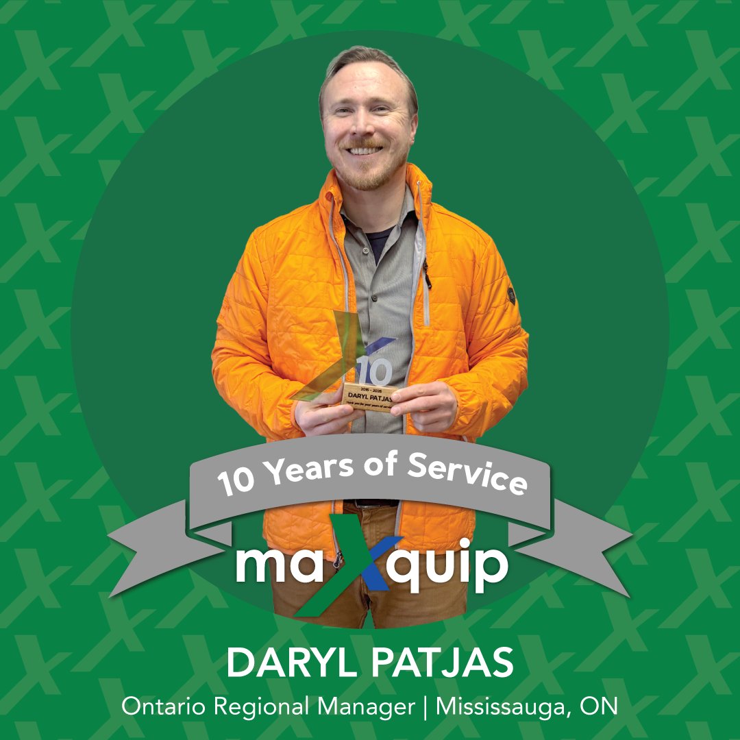Congratulations to Daryl Patjas, our Ontario Regional Manager, on reaching his 10-year milestone with Maxquip! Thank you for your continued commitment, Daryl! We look forward to the years ahead.

#thankyou #employeeanniversary