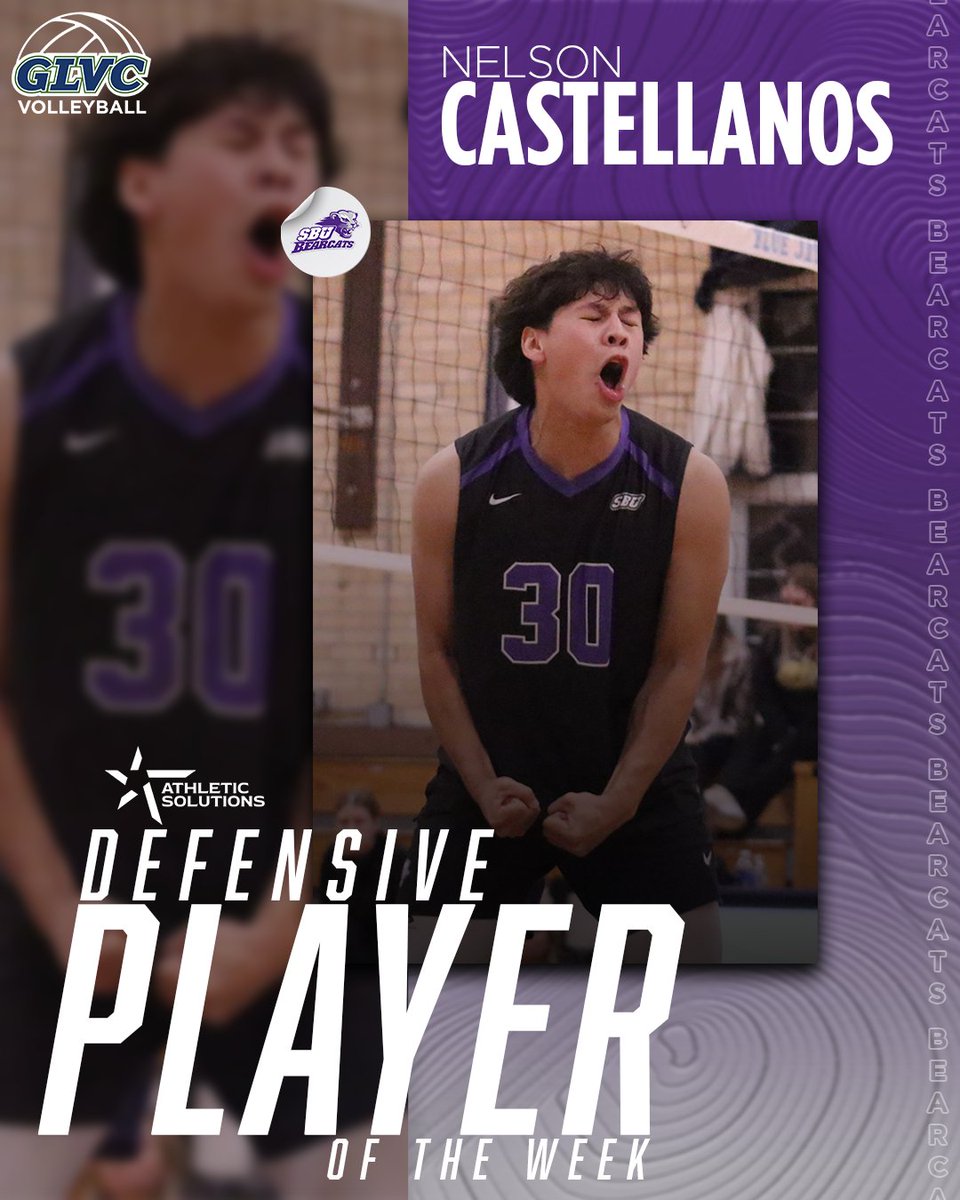 GLVCsports's tweet photo. 🏐 GLVC MEN'S VOLLEYBALL WEEKLY AWARDS

OFF: Jeremiah Crecelius, OPP, @sbubearcats 
DEF: Nelson Castellanos, DS, @sbubearcats 
SET: Jake Usher, @MaryvilleSaints 

#CreateYourLegacy | https://t.co/pZwjRIJH8e https://t.co/dFdWKUCRVP