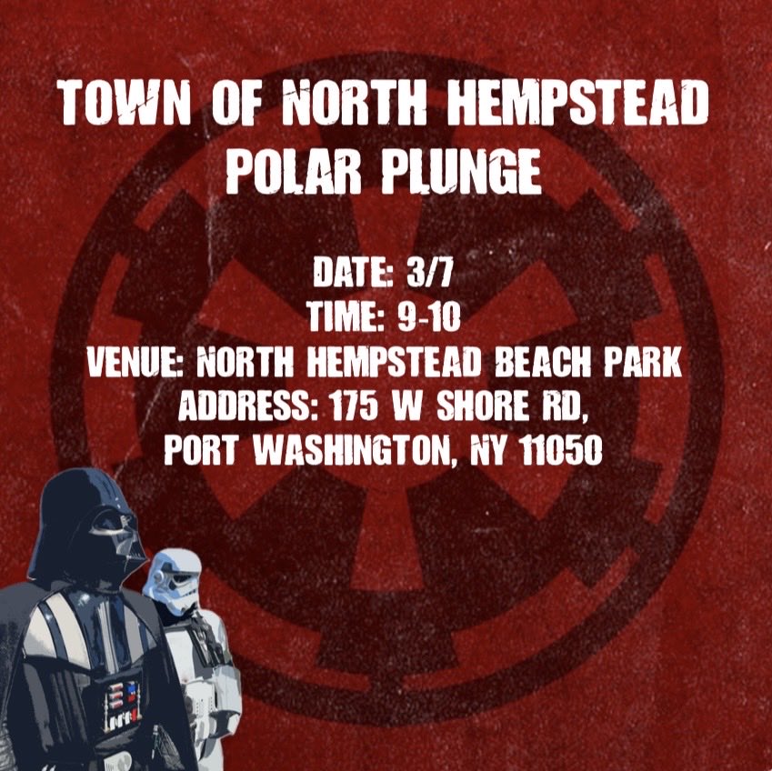 501ECG's tweet photo. Here’s where we’ll be this week
.
Kings Park St. Patrick's Day Parade
Date: 3/7
Time: 10:30
Location: Main Street in Kings Park
.
Town of North Hempstead Polar Plunge
Date: 3/7
Time: 9-10
Venue: North Hempstead Beach Park

#501stlegion #501stecg #empirecitygarrison #starwars https://t.co/Jooic5nNXr