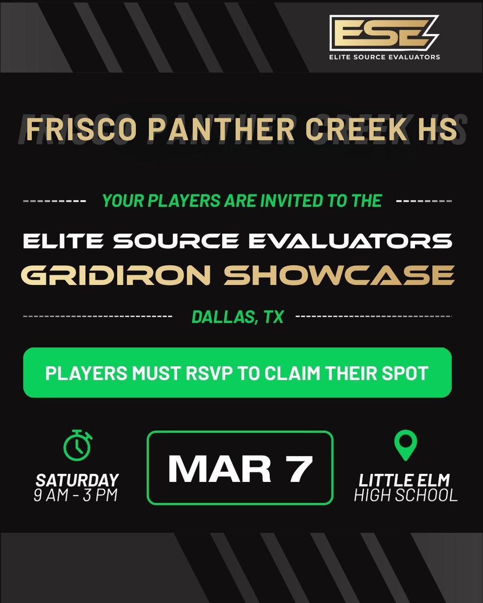 Esereports's tweet photo. 🏈 ATTN: @FbPchs  your athletes have been selected.

If your athletes are on this list, that means they were hand-selected and need to claim their spot at our Dallas Showcase.

💯 Completely FREE professional evaluation
📍Little Elm High School | Little Elm, TX
📅March 7
Make sure your athletes register and lock in their spot. Message us for the RSVP link.

@_Michael_Amaya1 @BigEli2027 @HonnyAto @TristinSchramm @Shawnn_2 @PCHSfriscoFB @clintsurratt
