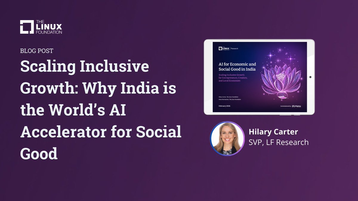 linuxfoundation's tweet image. India is becoming a global accelerator for AI that advances social good.
Open collaboration, digital public infrastructure, and engineering depth are shaping a model for inclusive growth.
Read the full blog from Hilary Carter.
🔗 hubs.la/Q045fjlG0 
#OpenSource #AIForGood