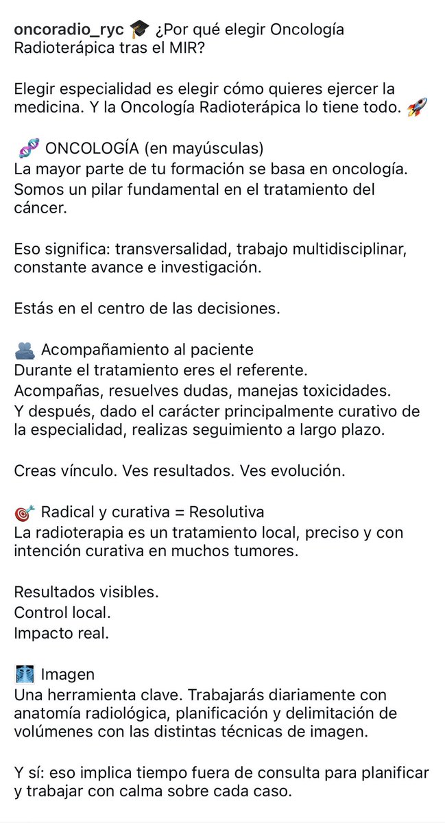 oncoradio_ryc's tweet photo. 🛑 Elegir especialidad es elegir cómo quieres ejercer la medicina. 

¡Y la Oncología Radioterápica lo tiene todo! 🚀

#MIR #MIR26 #OncoRT #Oncología #Radioterapia https://t.co/Ld5EICFJLt