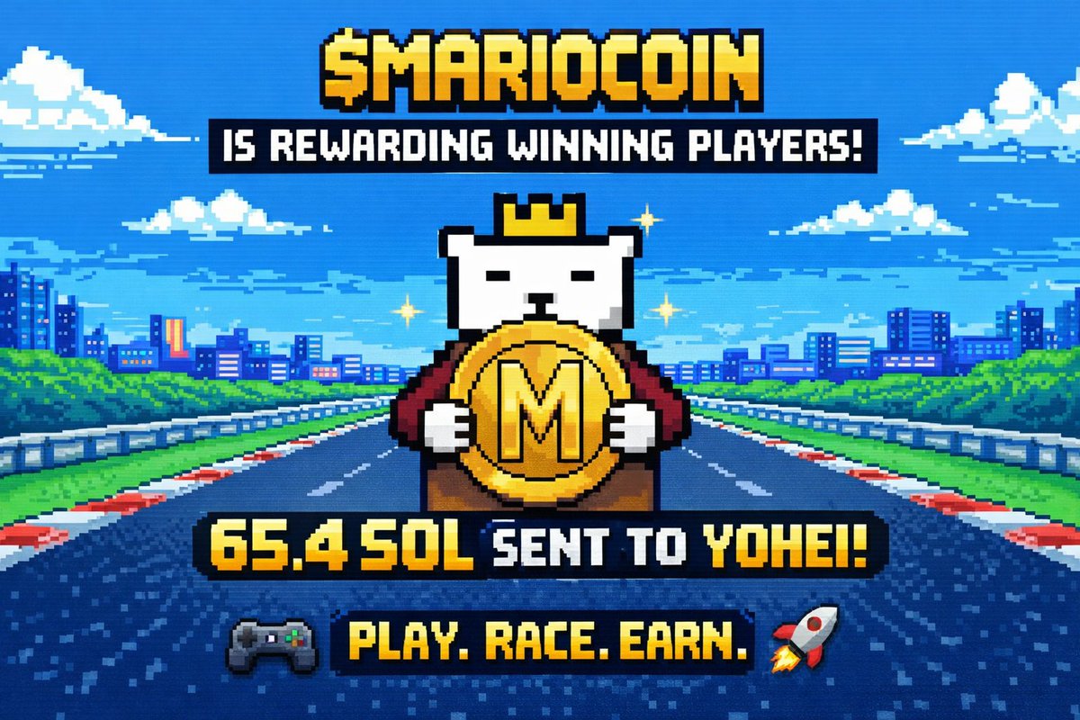 65.4 SOL sent to Yohei so far. 💰

Not speculation.
Not promises.
On-chain rewards powered by $MARIOCOIN. 🎮⚡

Play. Race. Earn.

The game isn’t stopping. 🚀