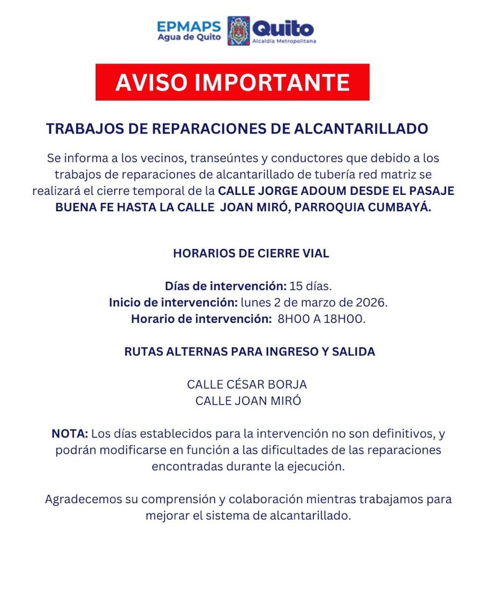 balon53's tweet photo. @aguadequito indicaron que hoy inician los trabajos en la Jorge Adoum SAN Juan de Cumbaya Alto hasta este momento no asoma nadie https://t.co/O9T61MHb1O