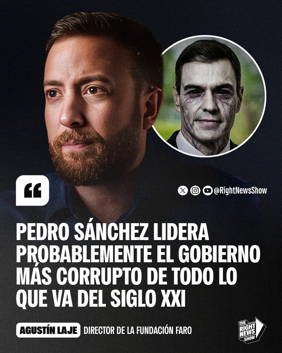 🚨🇦🇷🇪🇸 | #URGENTE Agustín Laje sobre España: "Pedro Sánchez lidera probablemente el gobierno más corrupto de todo lo que va el siglo XXI".