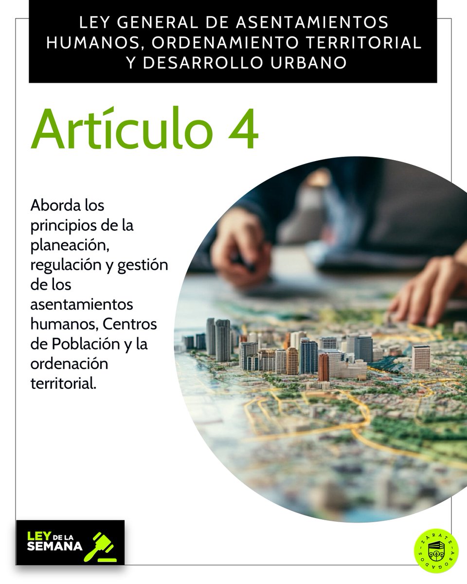 Ley de la Semana | Artículo 4, de la Ley General de Asentamientos Humanos, Ordenamiento Territorial y Desarrollo Urbano.

#HazloComoSeDebe ⚖️ | ZarateAbogados.com