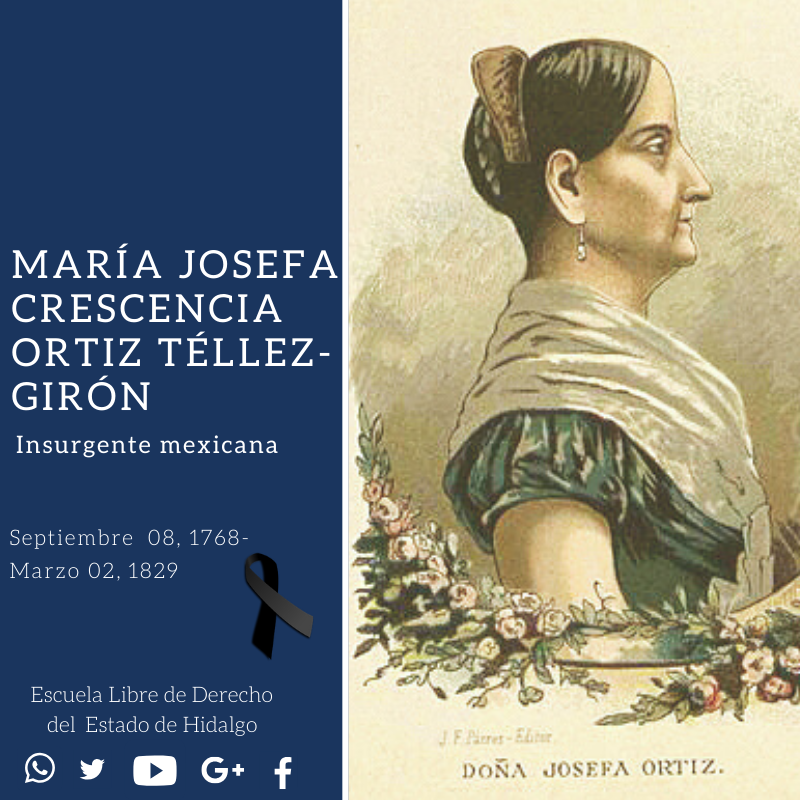 eldehgo's tweet photo. #UnDíaComoHoy pero de 1829, murió en la Ciudad de México, María Josefa Crescencia Ortiz Téllez-Girón,  considerada una de las primeras participantes en la conspiración de Querétaro, conocida popularmente como La Corregidora. #ConoceTuHistoria #FuerzaELDEH https://t.co/HjWZfNT7Mu