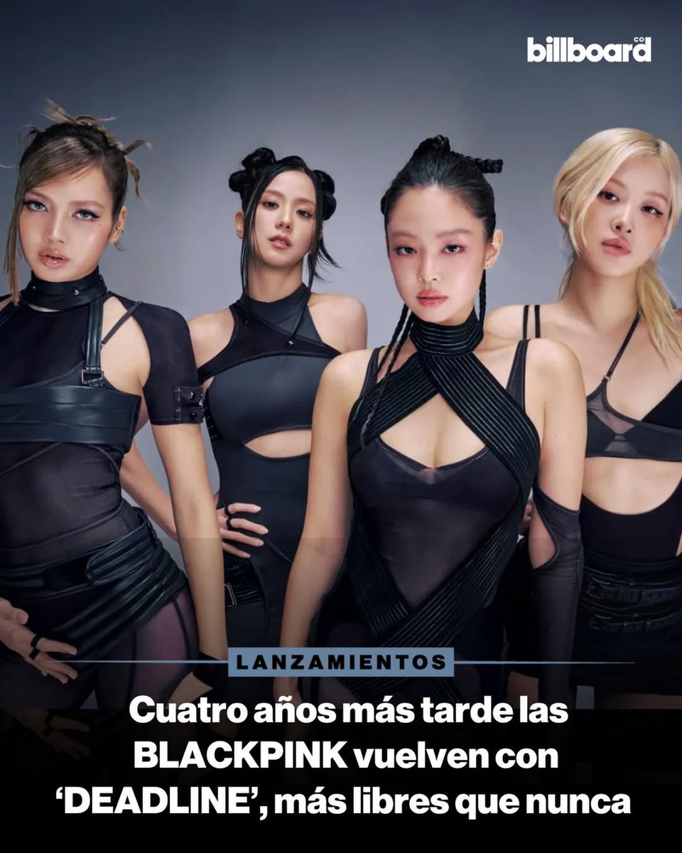 billboard_col's tweet photo. A cuatro años de su último álbum y luego de haber desarrollado exitosas carreras como solistas, LISA, JENNIE, ROSÉ y JISOO, vuelven a unirse y ponen a prueba lo aprendido en un disco que tiene cero miedo a las exploraciones🖤😍

Luego de haber posicionado “JUMP” en el No. 1 del Billboard Global 200, las coreanas presentan canciones como “GO” o “Me and My”, que no solo demuestran un mayor talento, sino que antojan a su público sobre lo que podría ser un próximo álbum de @ygofficialblink