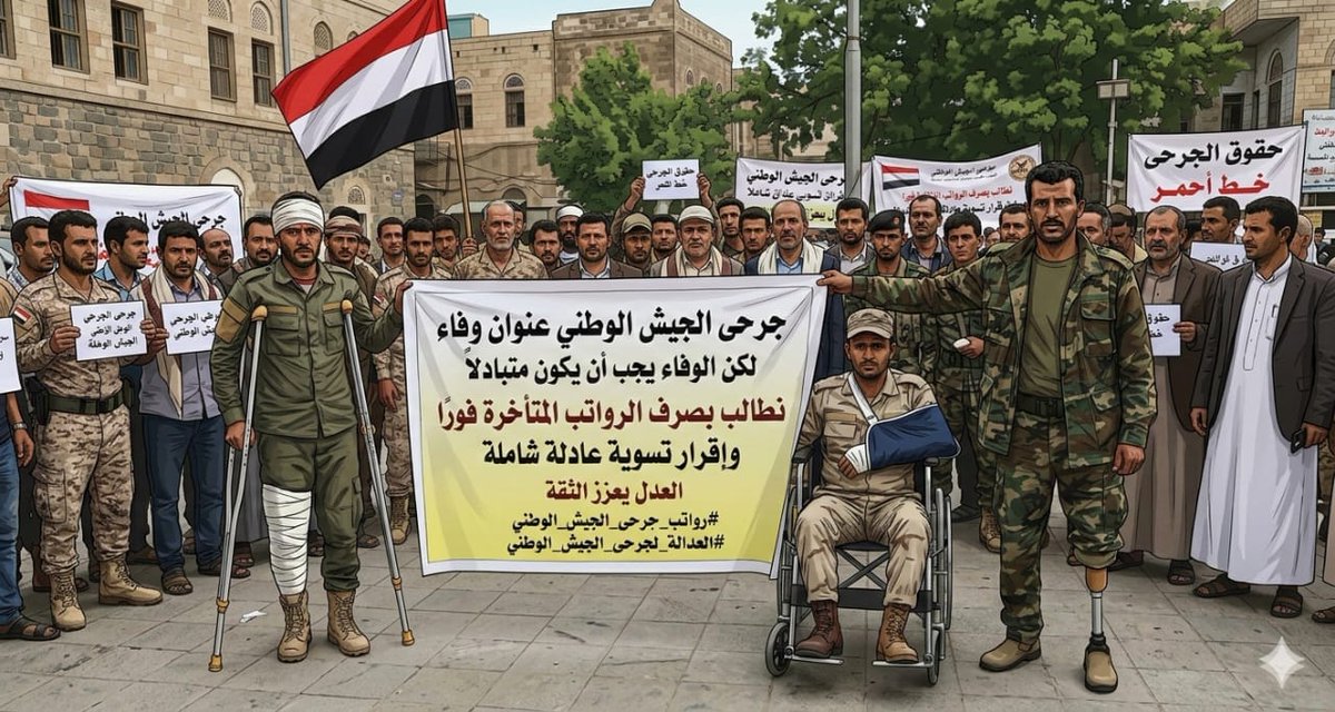 جرحى الجيش الوطني عنوان وفاء 
لكن الوفاء يجب أن يكون متبادلاً

نطالب بصرف رواتب شهداء وجرحى الجيش المتأخرة فوراً وإقرار تسوية عادلة شاملة

 العدل يعزز الثقة 

#رواتب_جرحى_الجيش_الوطني
#العدالة_لجرحى_الجيش_الوطني