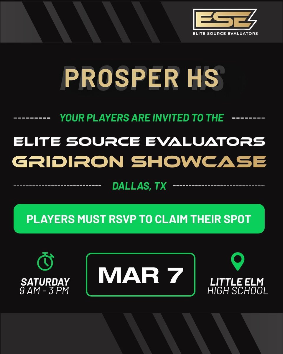 Esereports's tweet photo. 🏈 ATTN: @ProsperEaglesFB your athletes have been selected.

If your athletes are on this list, that means they were hand-selected and need to claim their spot at our Dallas Showcase.

💯 Completely FREE professional evaluation
📍Little Elm High School | Little Elm, TX
📅March 7
Make sure your athletes register and lock in their spot. Message us for the RSVP link.

@Thefahd_allan @bowman_hudson @EJB2027 @endicott2027 @12x_marcus @VanceOzenne @ImKyreePettis08 @ProsperRecruits @Coach_Moore5
