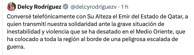 regnasser's tweet photo. eis os fatos... EUA e Israel iniciam a guerra, arrasam o Irã ( mais de 600 mortos), assassinam centenas de crianças iranianas, mas a solidariedade é com o Qatar que abriga bases militares dos EUA e predios de luxo e refinarias atingidas. Brava guerreira essa presidenta da Venezuela.