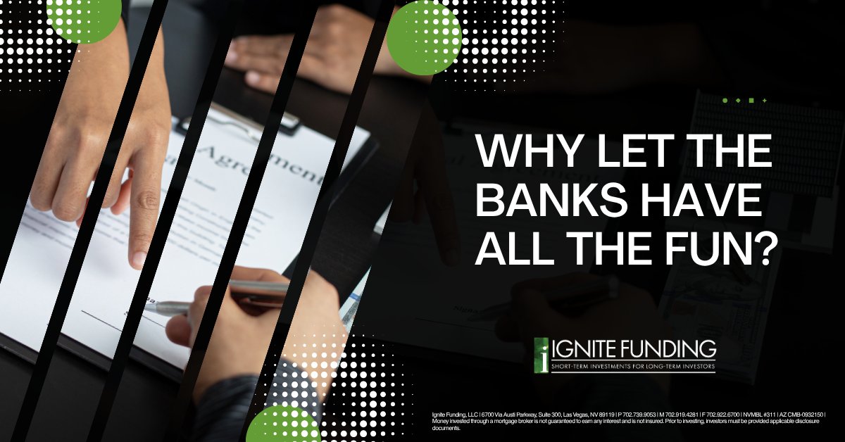 IgniteFunding's tweet photo. Why let the banks have all the fun? 💰
With Ignite Funding, YOU become the lender — earning monthly interest on investments backed by real estate. No bankers. No Wall Street chaos. Just smart, secured investing designed to help you build predictable cash flow and long-term wealth. 🏠📈

Ready to put your money to work the smarter way?
👉 Learn more at https://t.co/0jNzwAGiIZ

Money invested through a mortgage broker is not guaranteed to earn interest and is not insured. Prior to investing, investors must be provided applicable disclosure documents.