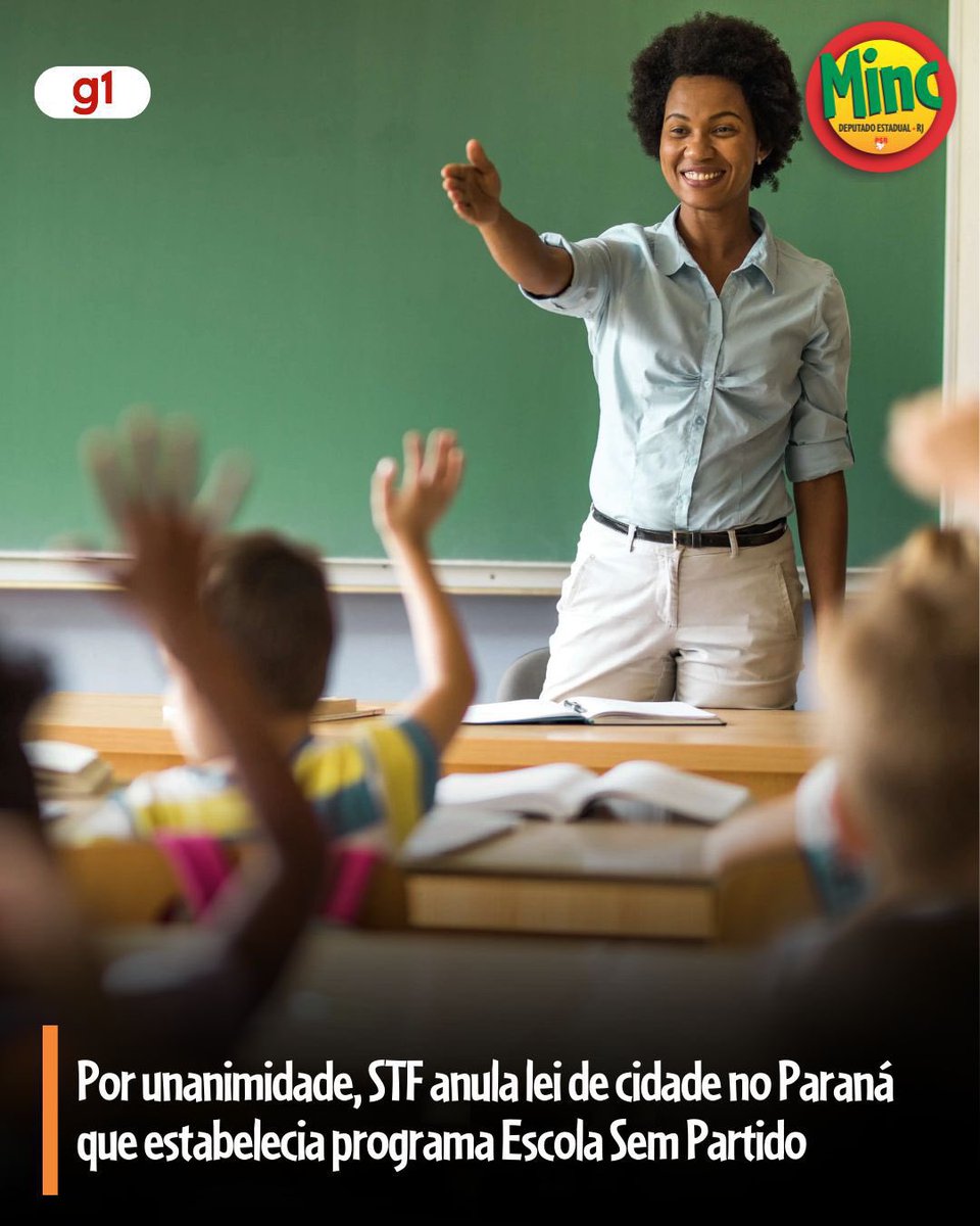 SUPREMO GARANTE ESCOLA COM PENSAMENTO LIVRE

Excelente decisão do Supremo Tribunal Federal que consagrou a liberdade de cátedra ao derrubar uma lei do Sul do país baseada na velha tese bolsonarista da “escola sem partido”; que na prática buscava censurar professores.

Em oposição