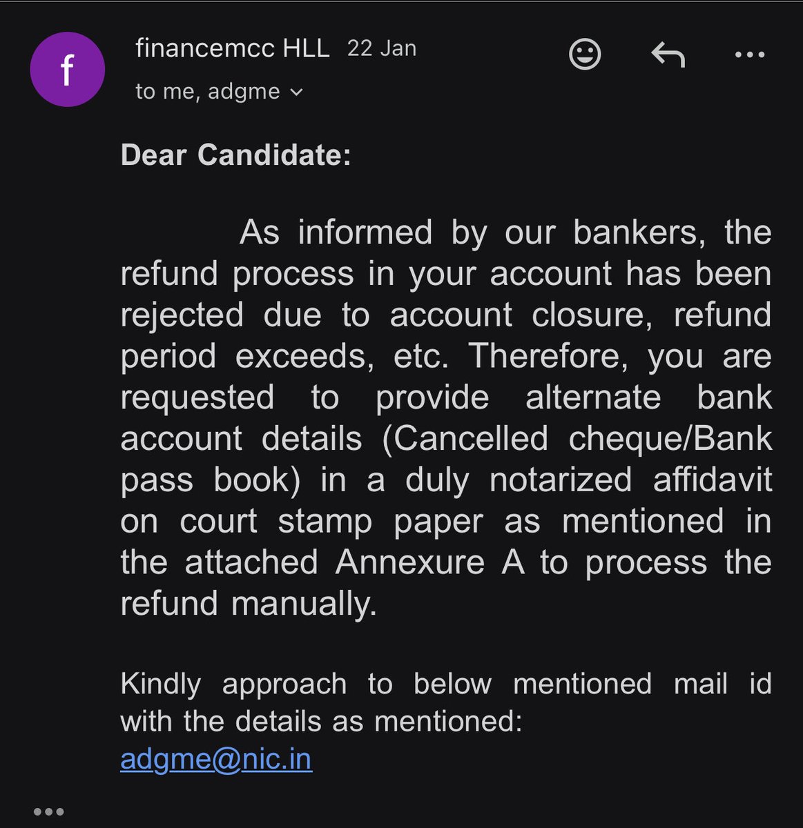 jenishjk10's tweet photo. First they say keep same account and card active till refund make an affidavit and then after we follow the process another email with notification says make another affidavit with alternate bank details ….how harsh and irresponsible authorities can be…fighting for our ownmoney https://t.co/AJim4MzEgA