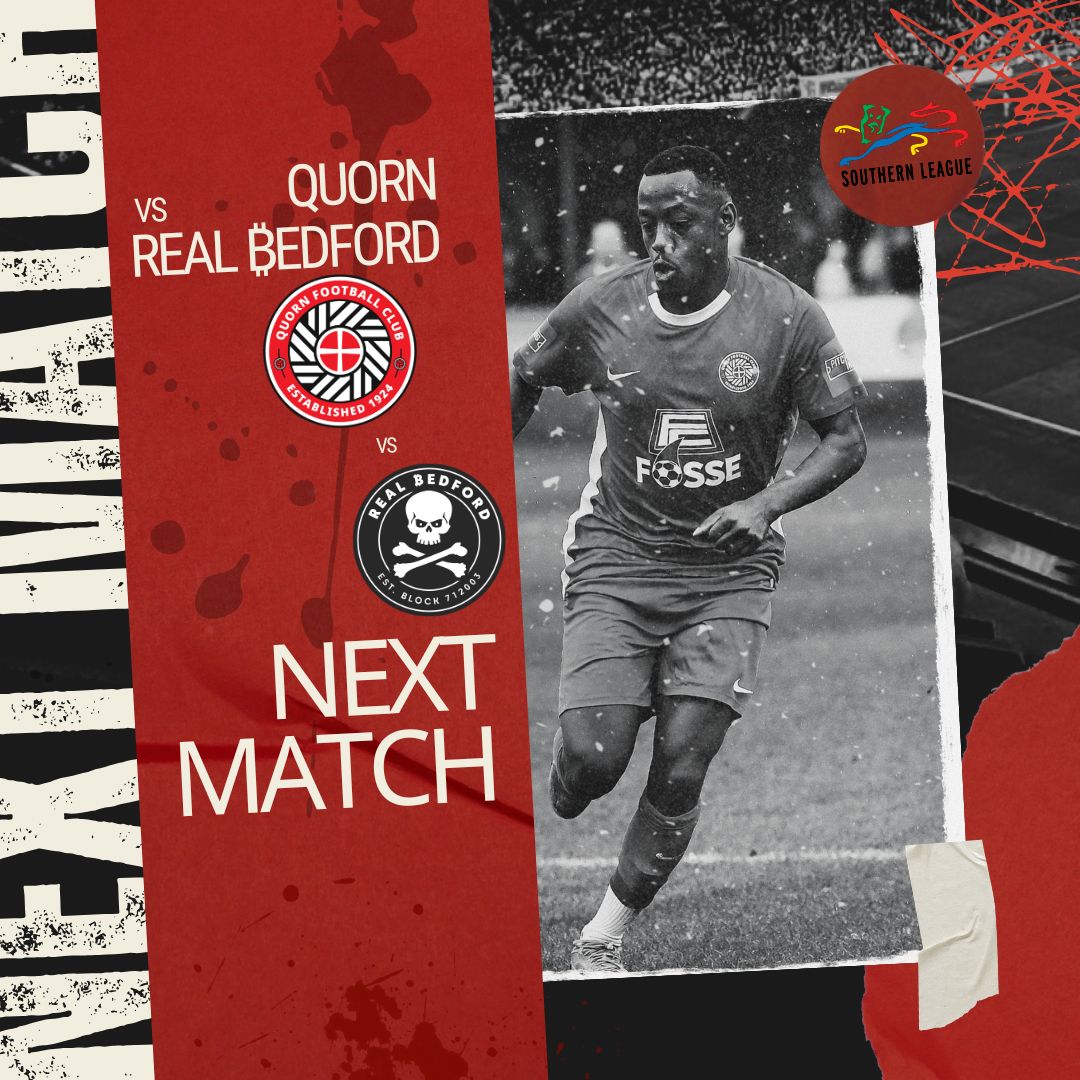 QuornAFC's tweet photo. NEXT UP:

🆚 @realbedford 
📢 Matchday Sponsor: ❗https://t.co/VDoxLF4goB❗
🏆 @PitchingIn_ @SouthernLeague1 
📅 7th of March
⏲️ 3pm KO
🏟️ Farley Way
📍 LE12 8RB
🎟️ Adults £12, Concessions £9, U16s £3, U14s Free
🐶 Dogs Welcome
🍻 Bar Open
🍟 Kitchen Open

#WeAreQuorn #QuornFC https://t.co/rZ10aTUR6Y