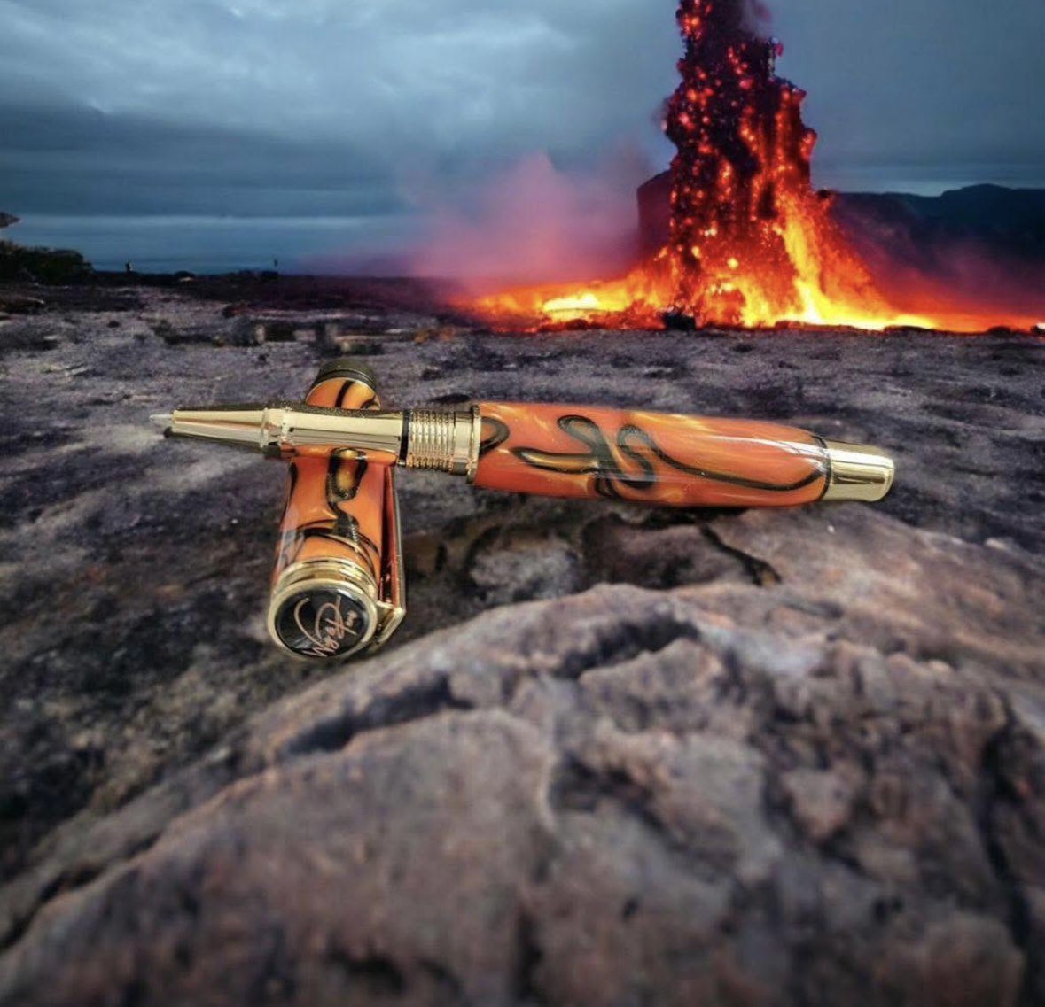 WigAndPens's tweet image. Our Molten Lava pen is still a great favourite #Volcano #lava #ink #FountainPen available on the website
