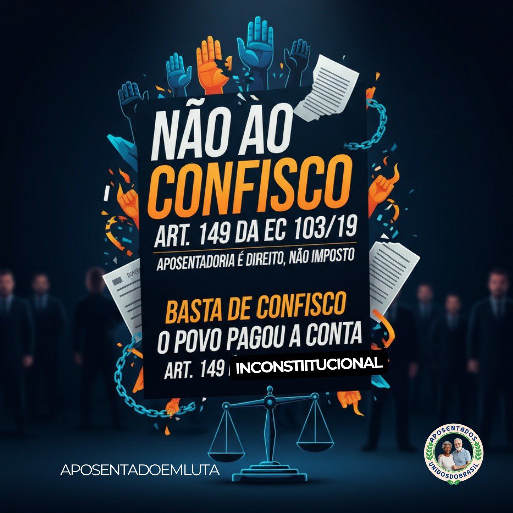 "Aposentados solicitam urgência na votação do art. 149 da EC103/19. O confisco de 14% sobre nossa renda é insustentável.  <a href="/STF_oficial/">STF</a>
<a href="/gilmarmendes/">Gilmar Mendes</a>
@ICLNoticías
Alexandre de Moraes
👇   Fora Confisco
Fachin Paute ADI 6254 
#AposentadoriaJusta"