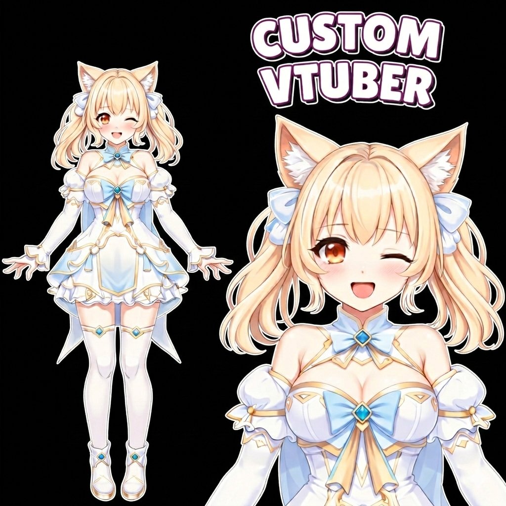 JF_VTuber's tweet photo. ✨ Golden hair a wink that lights the night Cute little fox spreading joy and delight With every move magic fills the stream In this world of fun she’s every dream 🌟.#VTuber #VTuberArt #VTuberCommunity #GraphicDesign https://t.co/3xbESwNtbn