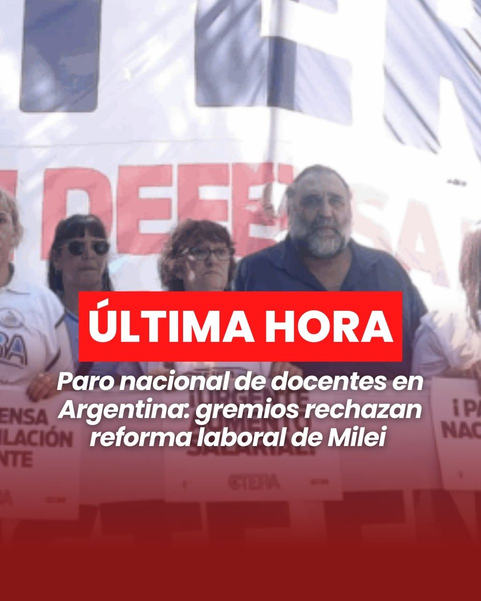 maevenof's tweet photo. Los sindicatos CTERA, UDA y SADOP iniciaron una huelga nacional para protest@r contra la reforma laboral de Milei, alegando que aumenta la precarización y la flexibilización del empleo.  
  - Exigen la restitución del Fondo Nacional de Incentivo Docente (FONID) y un aumento urgente del presupuesto educativo.  
  - La protest@ afecta a Buenos Aires, Córdoba y Santa Fe; en Tucumán el gremio ATEP suspendió la huelga tras una conciliación obligatoria.  
  - CTERA anunció la marcha del Cabildo al Congreso y a lo largo del país en defensa de la educación pública.

https://t.co/92wremTTRy

#BringThemBack 
#ElAmorLoVenceTodo #noticias #argentina #ultimahora