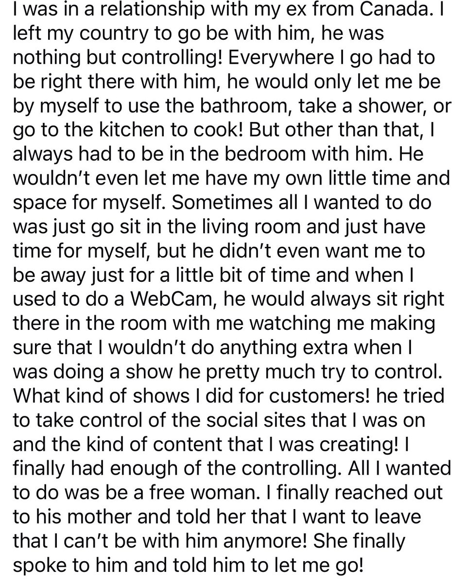 If you’re in a toxic relationship leave while you can or call for help! Me leaving a toxic relationship was the best thing I ever did I’m a free woman. I am now happy living my best life doing whatever I want to do without being controlled.  ❤️ Love yourself, know yourself worth!