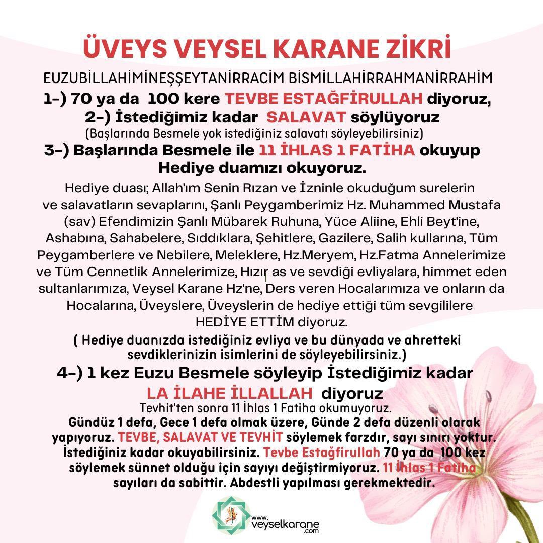 SerpilBozan2's tweet photo. @veyselkarane 
Tevhit Zikrine başlayanlara ilk verilen ilahi armağan bitmek bilmez huzur iken, bağışlandığınızı, Allah’ımızın her işimizde yardımlarını, günahlardan, bağımlılıklardan uzaklaştırılıp ibadetlerin kolay ve sevgiyle yapıldığını, hikmetlerini yaşayıp görün https://t.co/Qx0bGpBoUG
