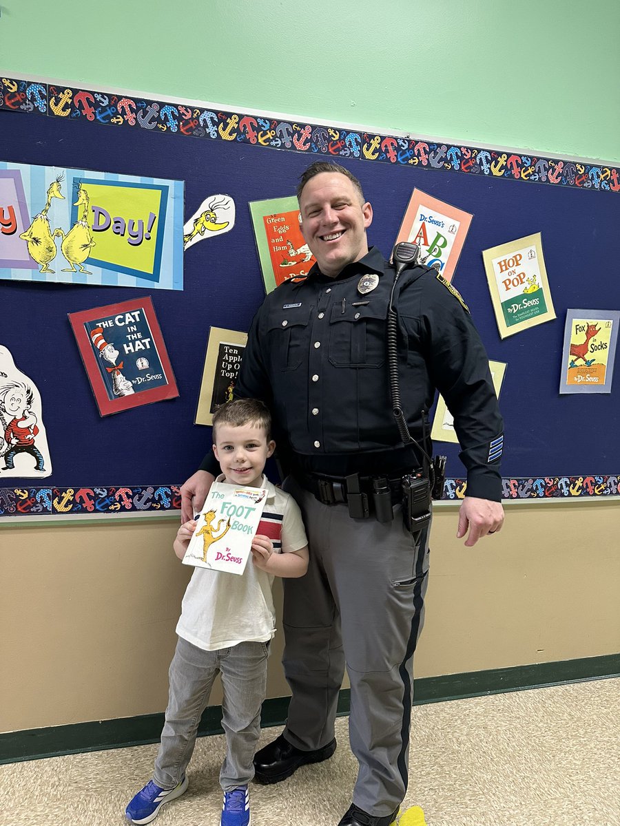 xomarcixo's tweet photo. What a fantastic way to start Read Across America Week! We were so lucky to have guest readers from Southern Regional (former students of mine!) and Officer Conner from STPD. Mr. Donohue and Chance surprised us with special Dr. Seuss treats! https://t.co/O5bDj1gPGR