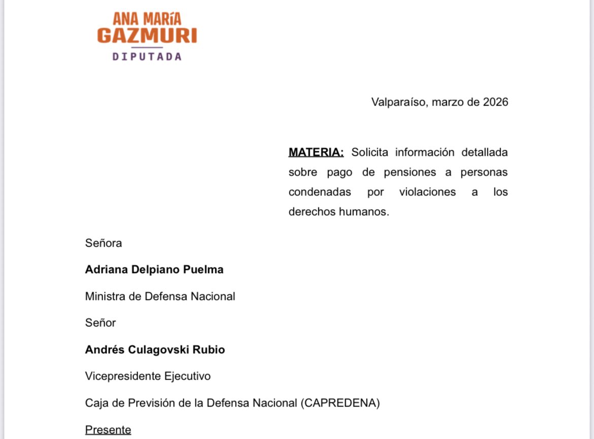 AnaMariaGazmuri's tweet photo. ¡Basta de pensiones millonarias a torturadores! Oficié a Capredena por los pagos superiores a $100 millones realizados entre enero de 2025 y enero de 2026 a Krassnoff, Iturriaga, Espinoza y Corbalán. ¿Por qué fondos de la ciudadanía financian a criminales convictos? Exigimos transparencia y fin a este abuso. Las víctimas merecen justicia, no impunidad.