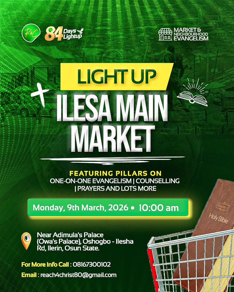 Light is not staying in one place,it’s moving.

From market to market, street to street, hearts to hearts. We’re taking the gospel beyond the four walls, meeting people where they are, and shining the light of Christ right in the marketplace.

This is more than an outreach,It’s a