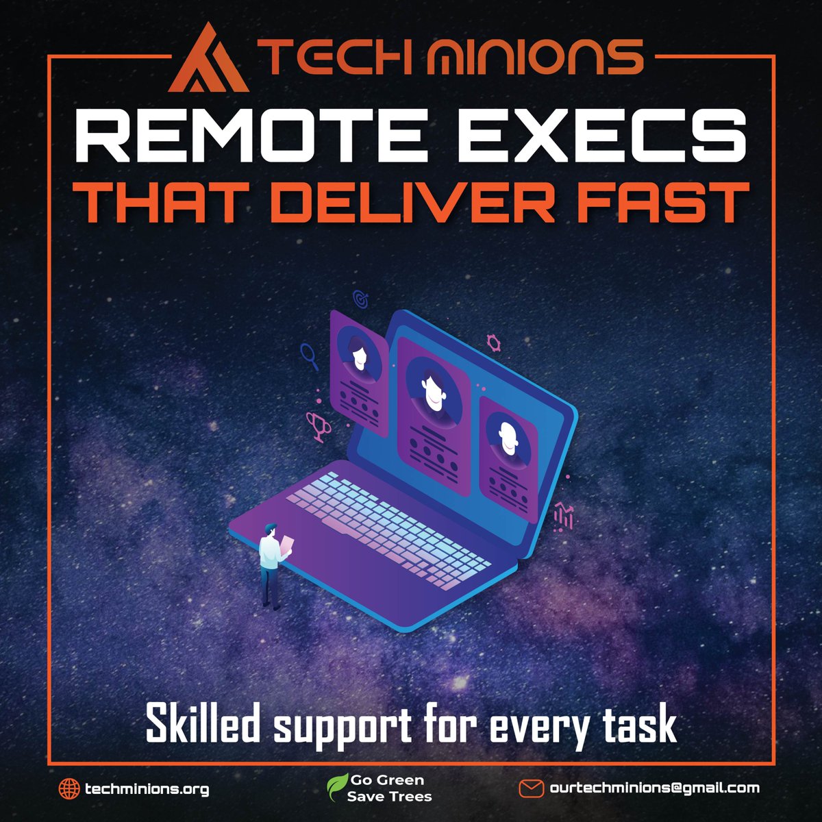 Tech_Minions's tweet photo. You get a lighter workload, boosted productivity, and facilitated large-scale leadership with our expert remote executive support

Book a Zoom
https://t.co/0mMir2sQOX
For more,
Email us: info@techminions.org
https://t.co/MWJPBE6Sqm https://t.co/g4wFjLCqSS