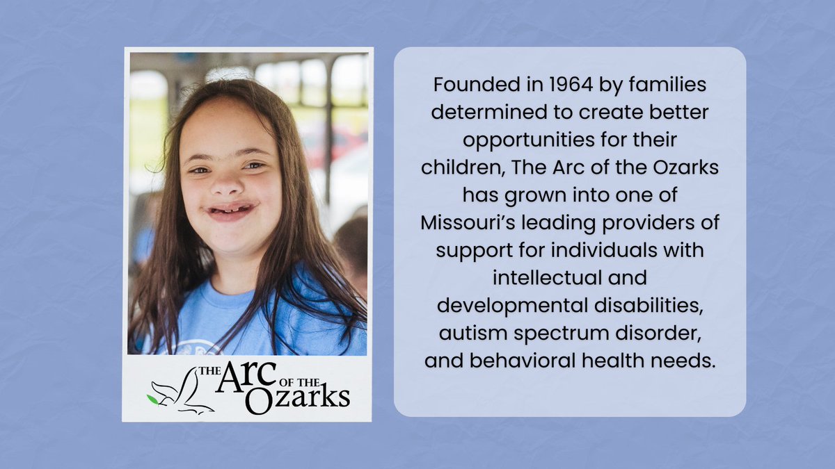 Starling_MO's tweet image. (2/4)
Founded in 1964 by families determined to create better opportunities for their children, @arcoftheozarks  has grown into one of Missouri’s leading providers for individuals with intellectual &amp;amp; developmental disabilities, autism, and behavioral health needs.
#MemberMonday