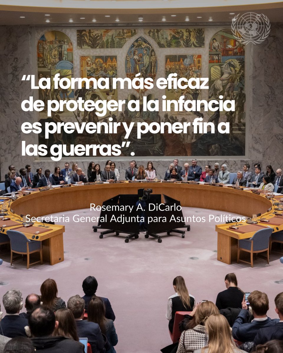 “Hoy enfrentamos el mayor número de conflictos armados desde la Segunda Guerra Mundial. Y cuando estallan, los niños se encuentran entre los más afectados”.

En el Consejo de Seguridad, la jefa de <a href="/UNDPPA/">UN Political and Peacebuilding Affairs</a>, @dicarlorosemary, advierte que 1 de cada 5 niños —473 millones en total—
