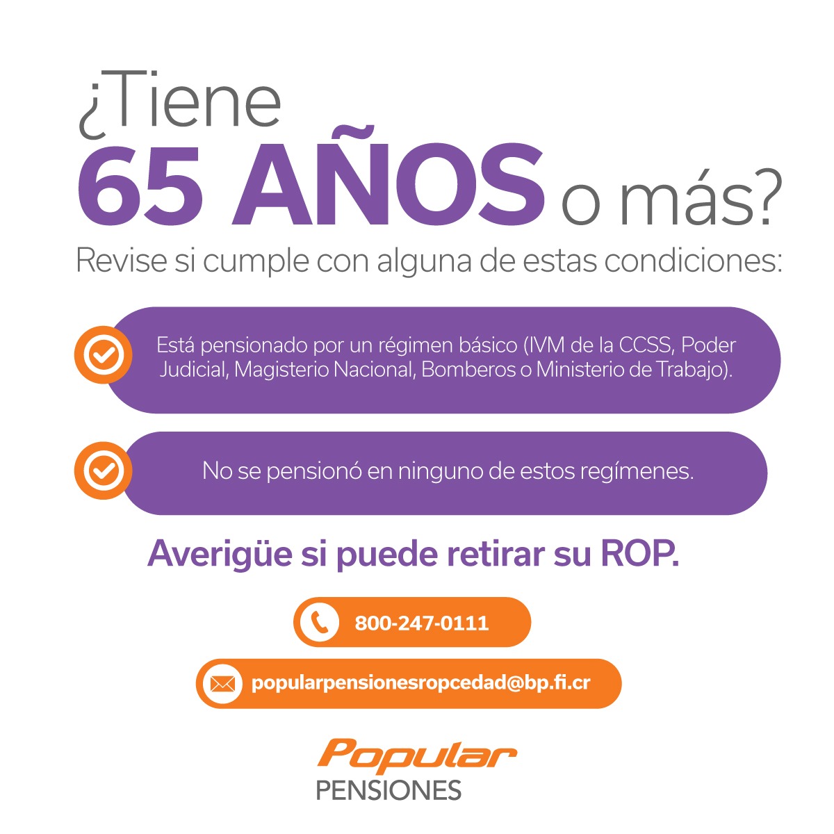 PPensiones's tweet photo. ¿Tiene 65 años o más? Está información es para usted https://t.co/RY0g80EF5W