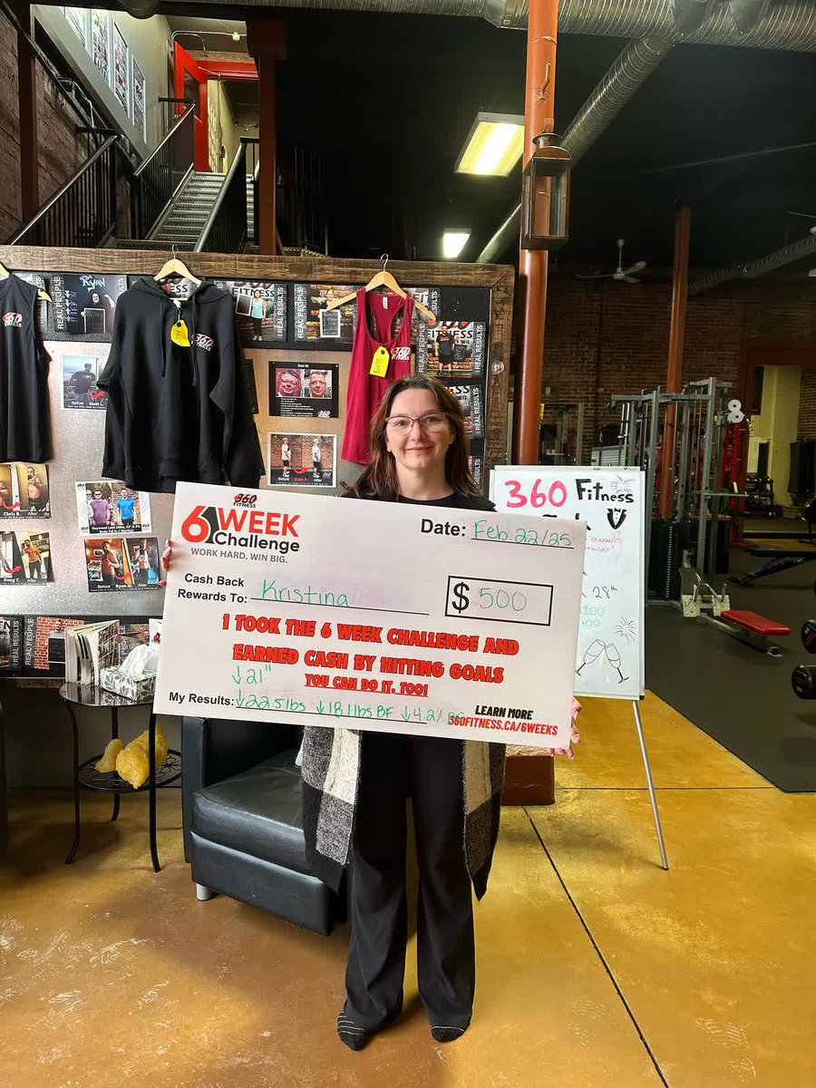 360FitnessSP's tweet image. 🌟 Huge shoutout to Kristina! 🌟 She took a leap &amp;amp; crushed her #6WeekChallenge at #360Fitness!
🔥 Lost 22.5 lbs BW
🔥 Dropped 18.1 lbs BF
🔥 Cut 4.2% BF
🔥 Shed 21 inches!

She proved to herself she's capable of more than she imagined! 💪

Your turn ➡️ 360fitness.ca/6weeks