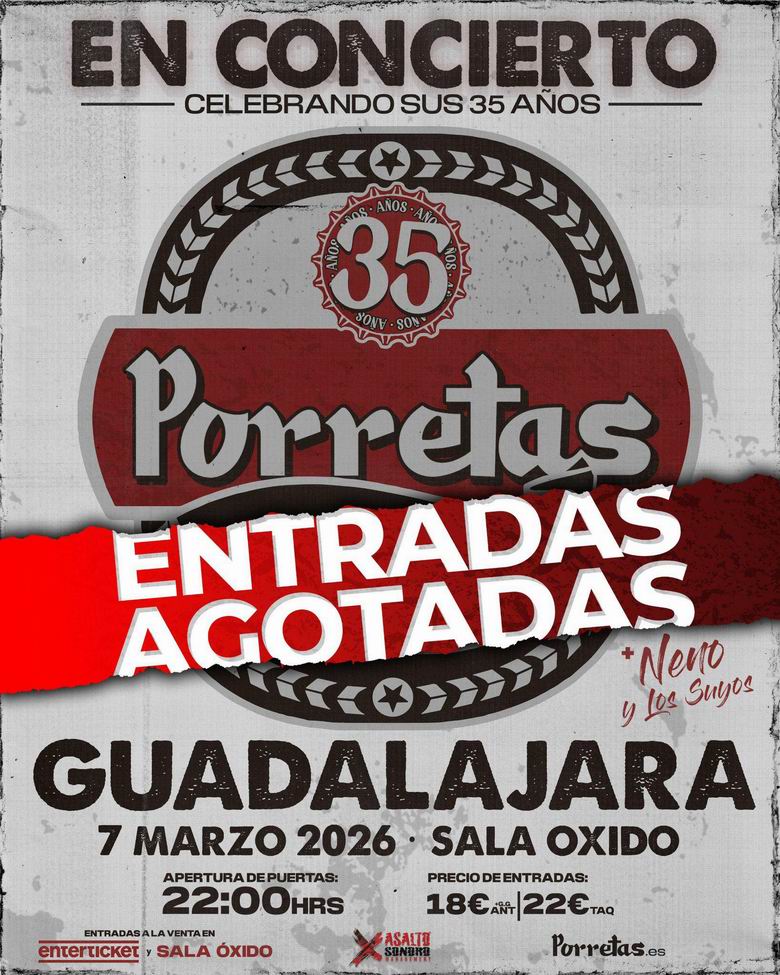 Porretas agotan entradas para su concierto en Guadalajara - rockcircus.net/porretas-agota…