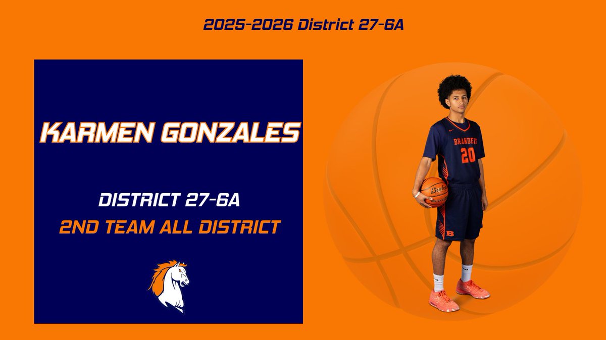 BrandeisHoops's tweet photo. Congratulations to Karmen Gonzales for being named 27-6A Second Team All-District for the 25-26 season! #BTheBrand https://t.co/bzygNR67dA