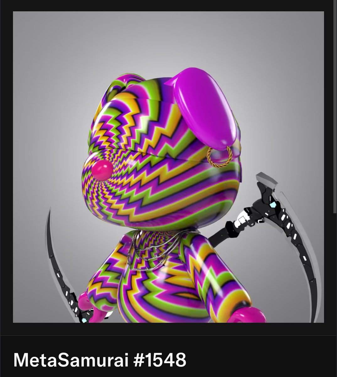 kenken1104's tweet image. GM!
本日のメタサムコンシェルジュはこちら! 
カラフルなスキンがカッコいいこの子✨️
ネイキッドでとても可愛いです🥰
こちらの子はフロアより少し上にてお迎えを待ってます！
購入検討中の方如何でしょう😊
#MetaSamurai
#メタサムコンシェルジュ