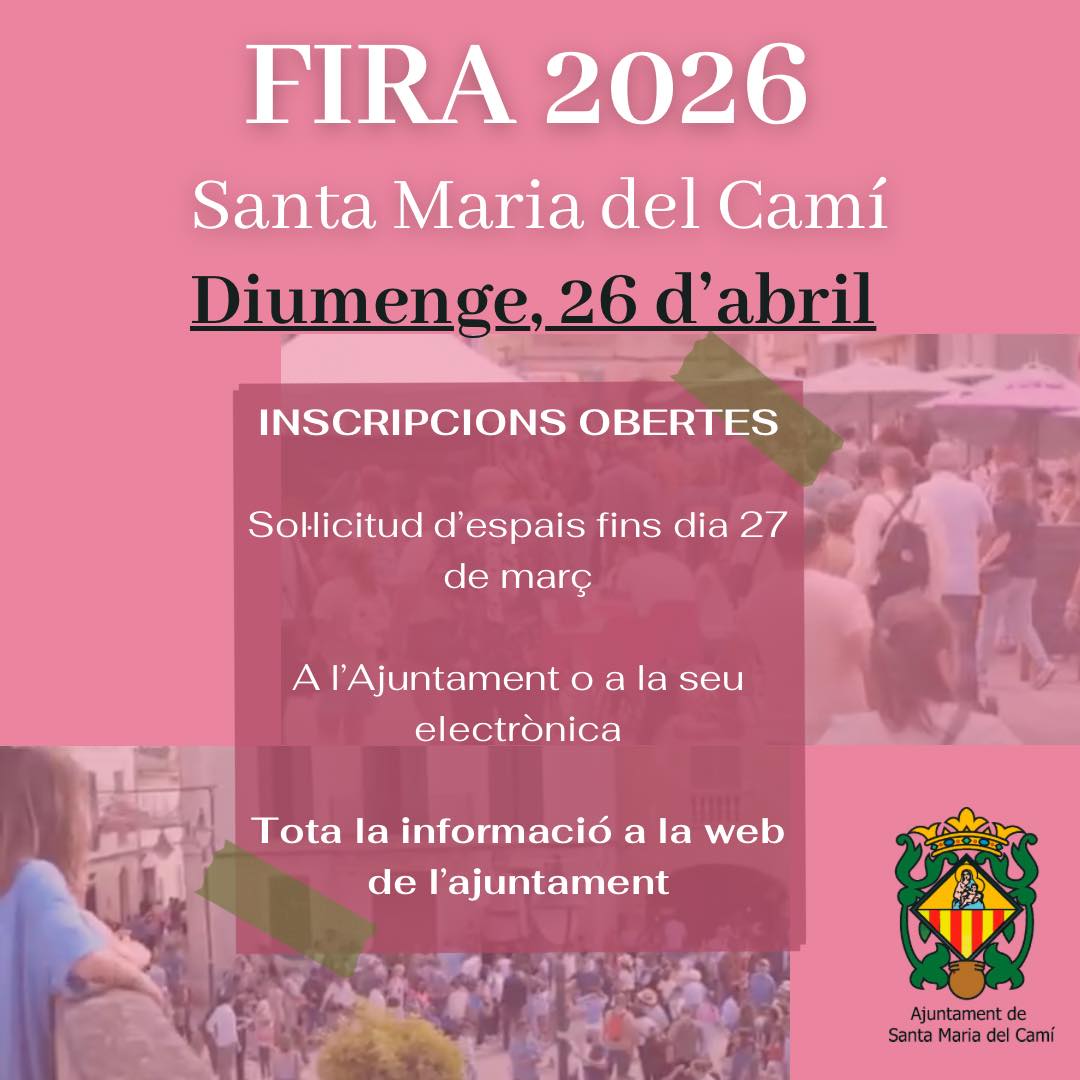 AjStaMariaCami's tweet photo. ✔️Inscripcions obertes!
Vols vendre els teus productes?
Troba tota l'informació i fes la teva inscripció a
✅https://t.co/jqPmWtiTG3
*o directament a les oficines de l’Ajuntament. https://t.co/4Ab5VYqagx