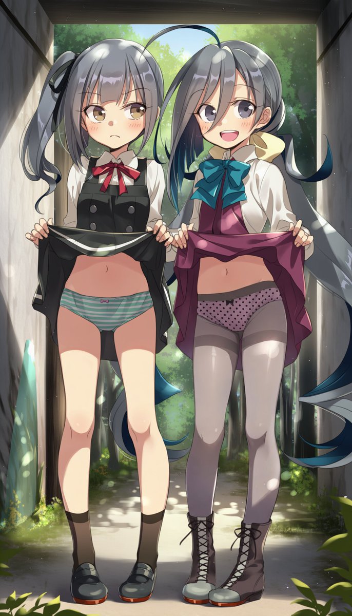 見せてくれる霞と清霜(艦これ) 